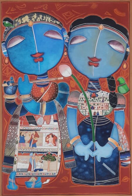 RADHA KRISHNA MIX MEDIA PICHWAI PAINTING