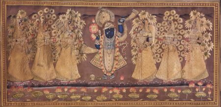LORD SHRINATHJI WITH GOPIS GOLDEN PICHWAI PAINTING